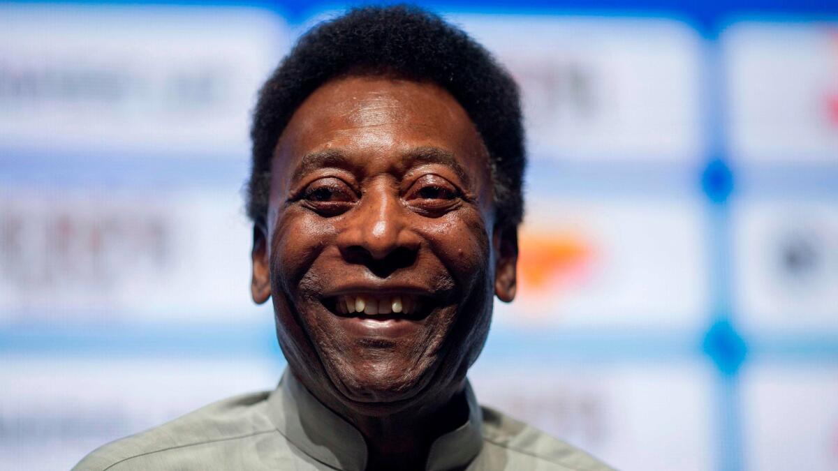 Brazilian soccer legend Pele attends the opening event of the 2018 Carioca Football Championship on Monday in Rio de Janeiro.