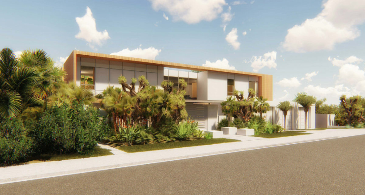 A rendering depicts a development proposed at 2521 Calle del Oro.
