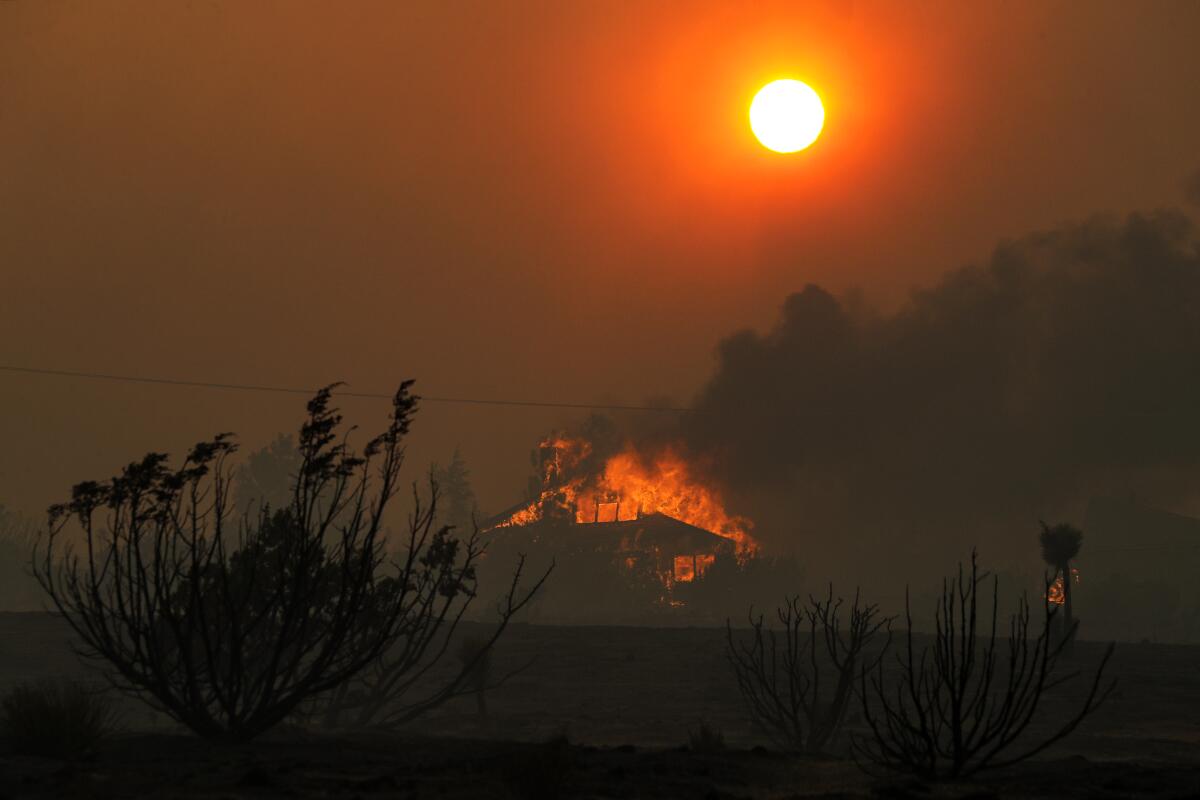 The Bobcat fire burns in the Antelope Valley on Friday. 