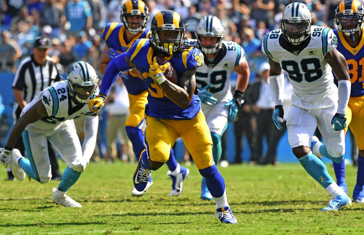 Todd Gurley eludes the Panther defense.