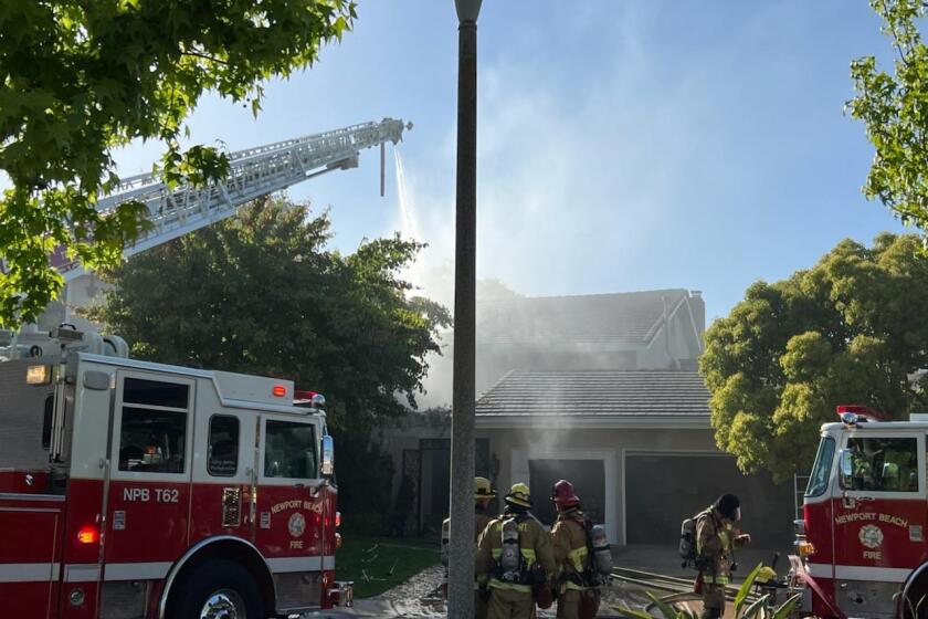 A one-alarm fire broke out in Big Canyon in Newport Beach late Wednesday afternoon. Seven engines responded.
