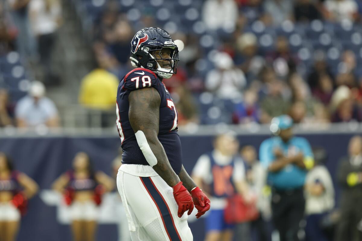 Houston Texans offensive lineman Laremy Tunsil during a game against the Jacksonville Jaguars.