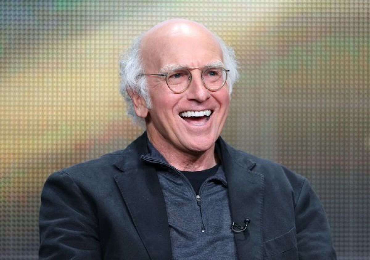 Larry David, seen speaking during a June ceremony honoring Mel Brooks with an AFI Life Achievement Award, was at the Television Critics Assn. press tour Thursday to talk about his upcoming HBO movie "Clear History."