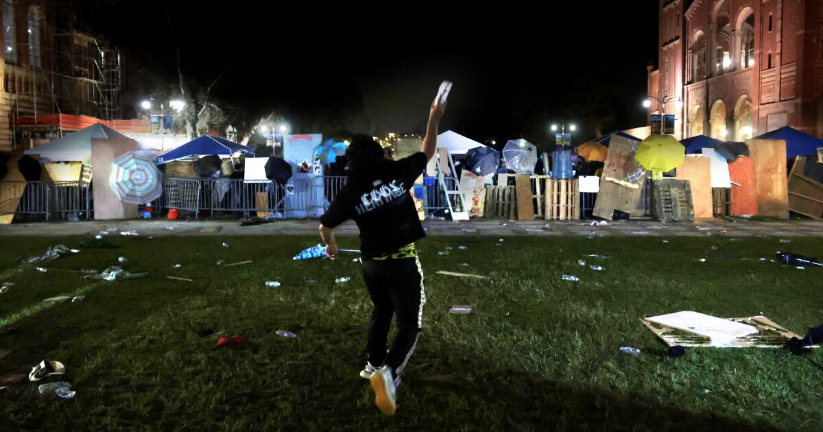 Inside UCLA’s pro-Palestinian encampment on a protracted night time of violence