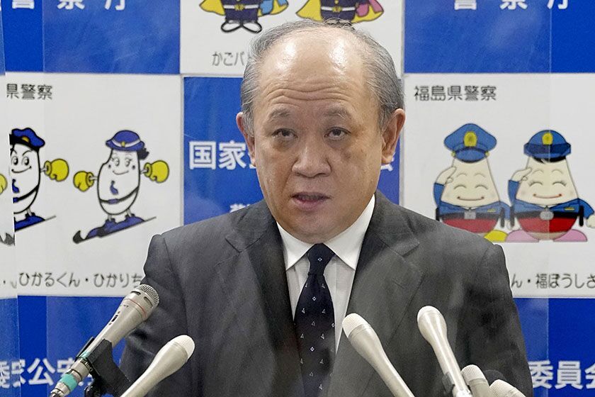 Japan's national police chief Itaru Nakamura at a news conference in Tokyo on Thursday.