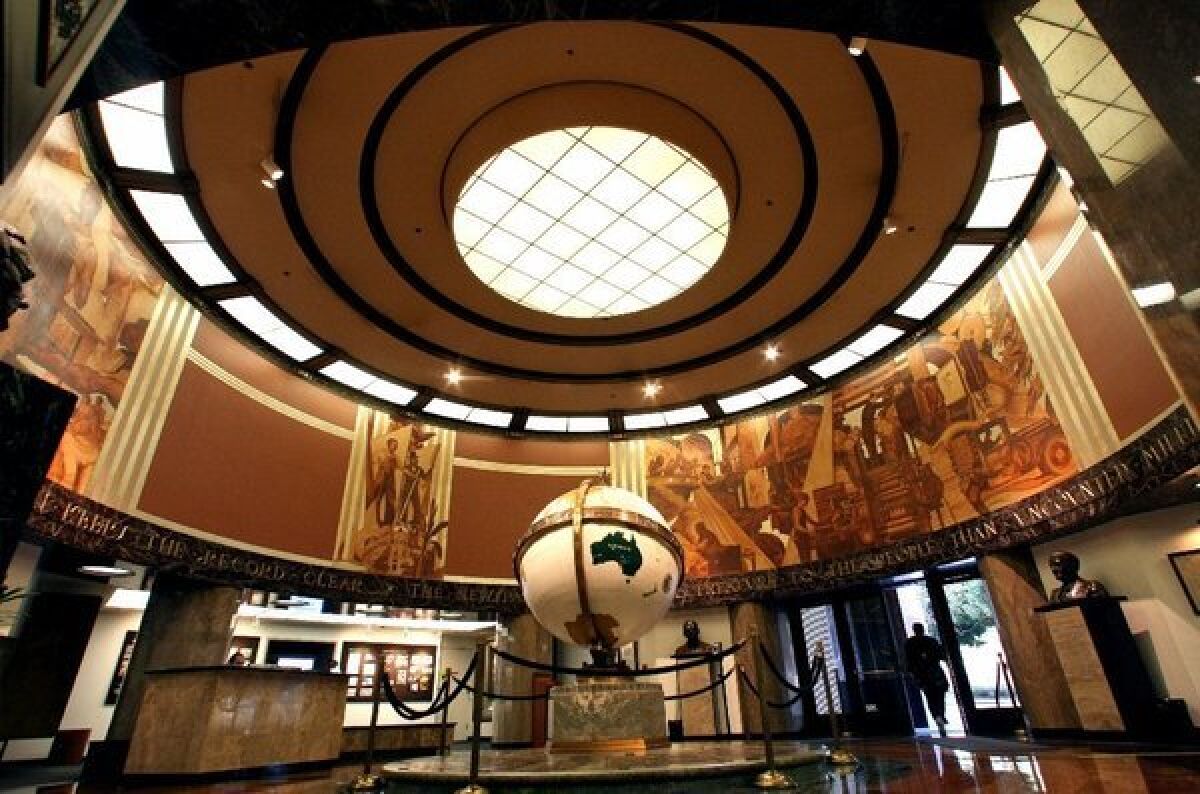 The famous Globe Lobby in the headquarters of the Times building in downtown Los Angeles