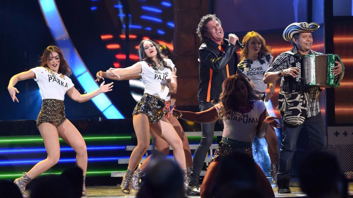 Colombian singer Carlos Vives performs his hit Grammy-winning tune "La Bicicleta."