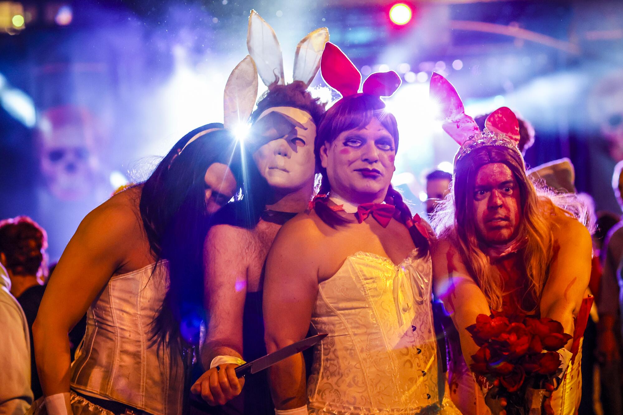 The "Psycho Bunnies" join thousands of revelers at the West Hollywood Halloween Carnaval. 