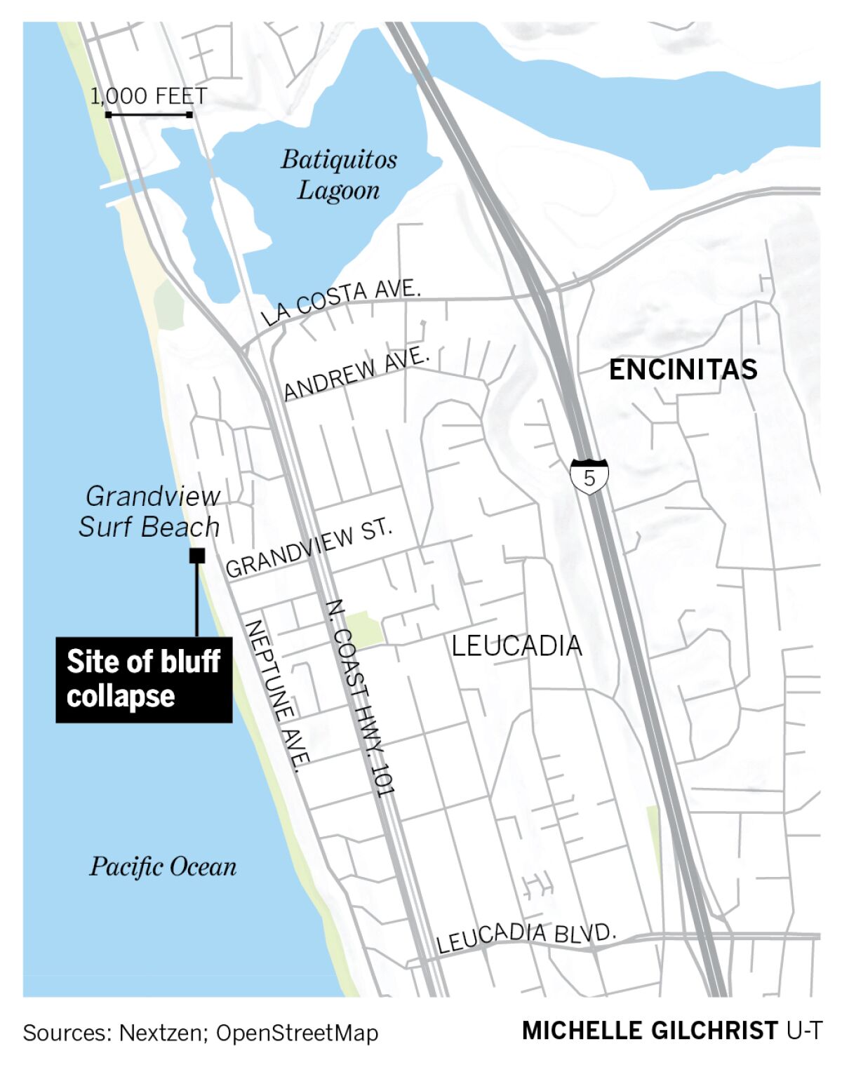 Site of bluff collapse in Leucadia