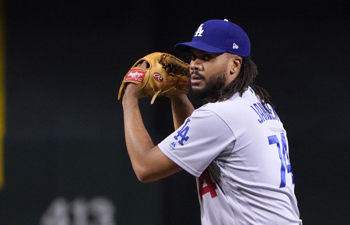 Los Angeles Dodgers relief pitcher Kenley Jansen (74) in the first inning.
