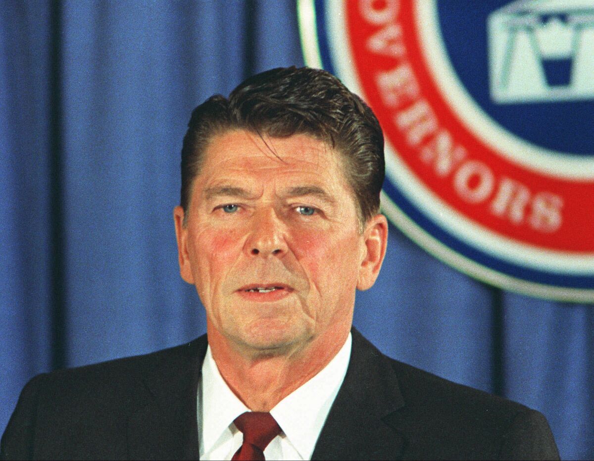 California Gov. Ronald Reagan speaks during the National Governor's Conference in Washington in this Feb. 27, 1969 photo.