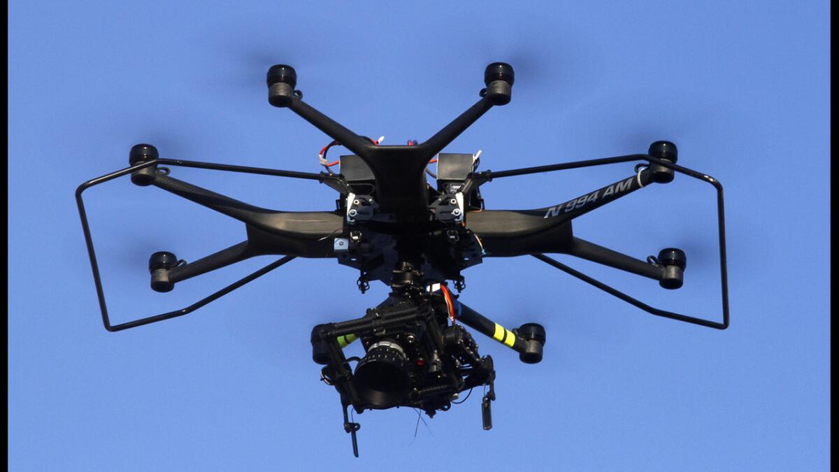 An Aerial MOB drone is used to shoot a scene on the set of "Criminal Minds: Beyond Borders" in Santa Clarita.