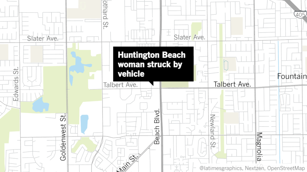 A Huntington Beach woman was struck by a vehicle Saturday night. She died from her injuries Monday, HB police said.