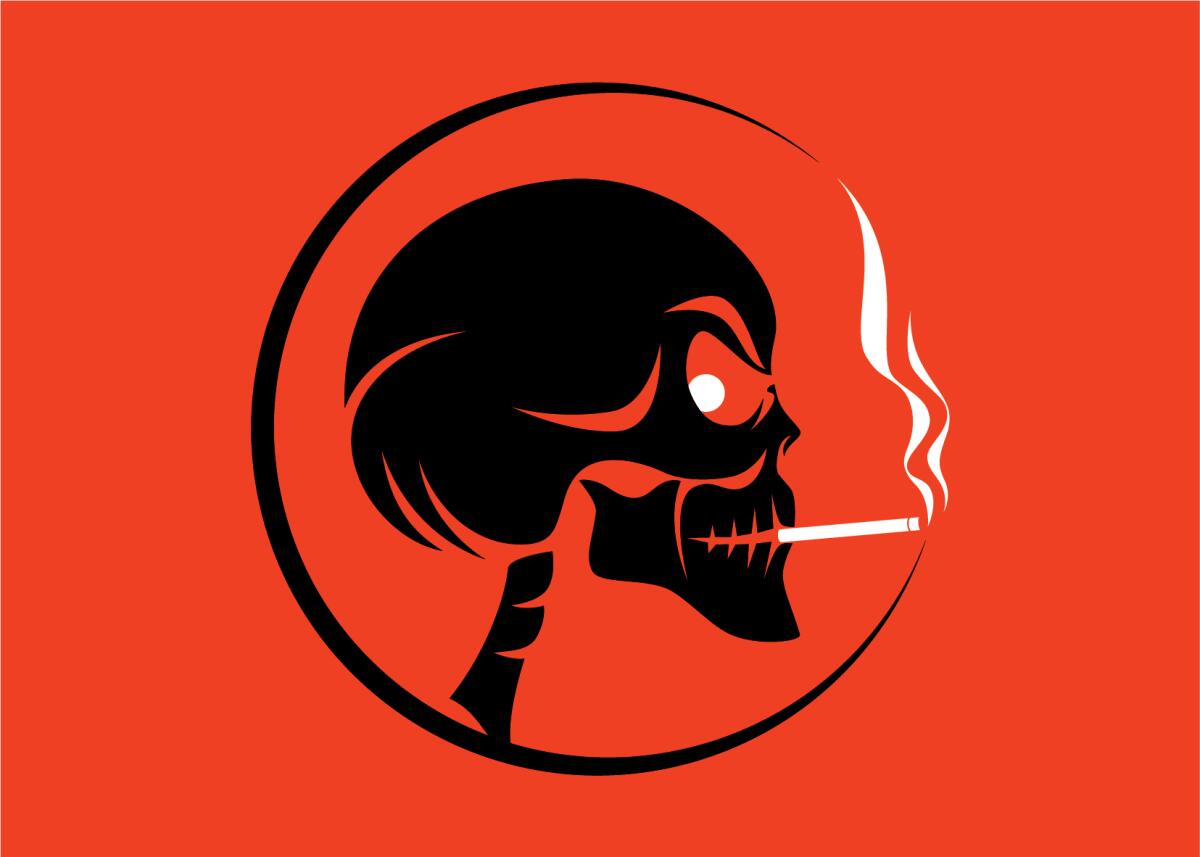 Skull smoking symbol stock illustration