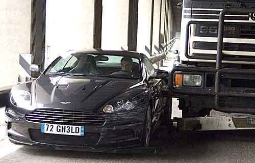 Sony shows the Aston Martin DBS during a car pursuit scene at the galleries on the Gardesana Road, near Lake Garda, Italy.