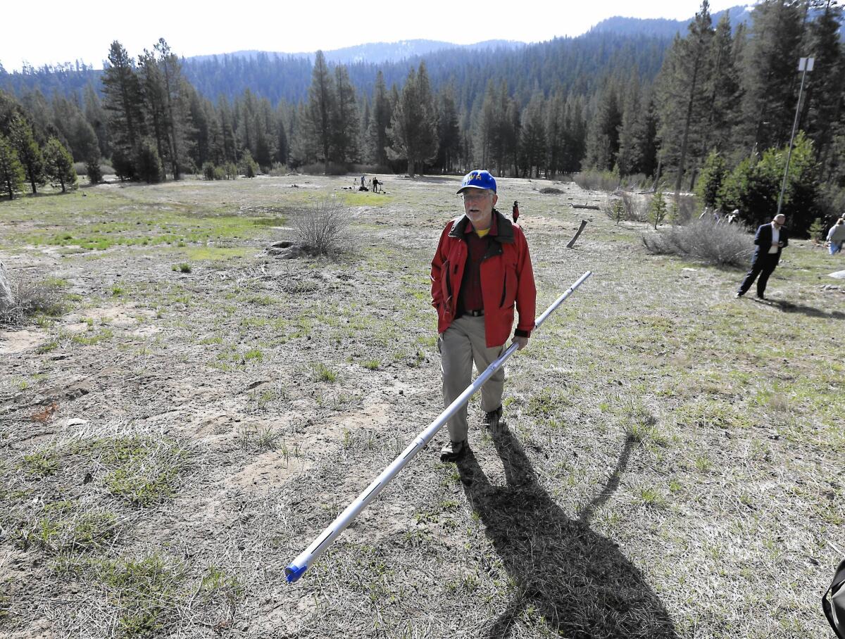 Last year, state surveyor Frank Gehrke encountered an area free of snow -- the first time that had ever happened.