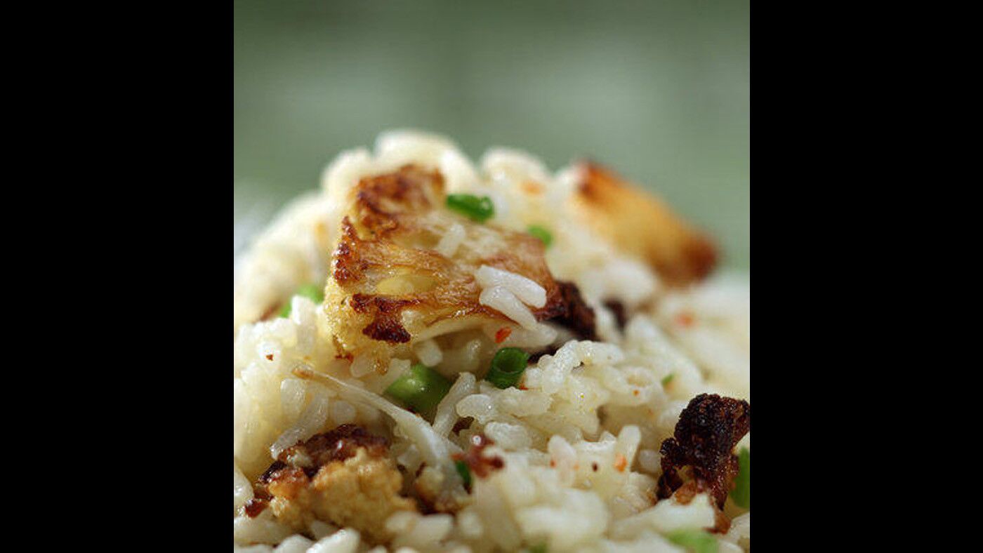 This deceptively simple dish contains a wealth of layered flavors. Recipe: Rice with roasted cauliflower