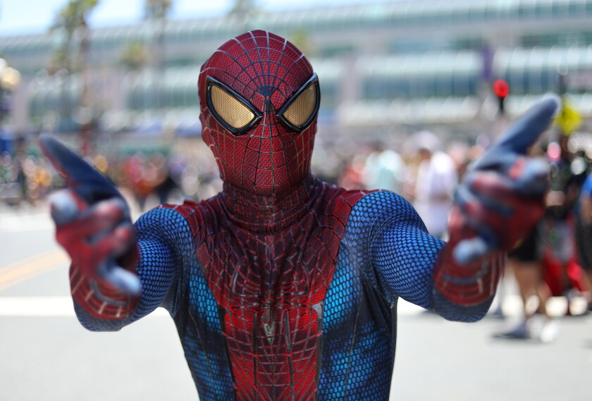 Raymond Weijland of Rancho Cucamonga dressed as Spider-Man at Comic-Con International in San Diego on Thursday.