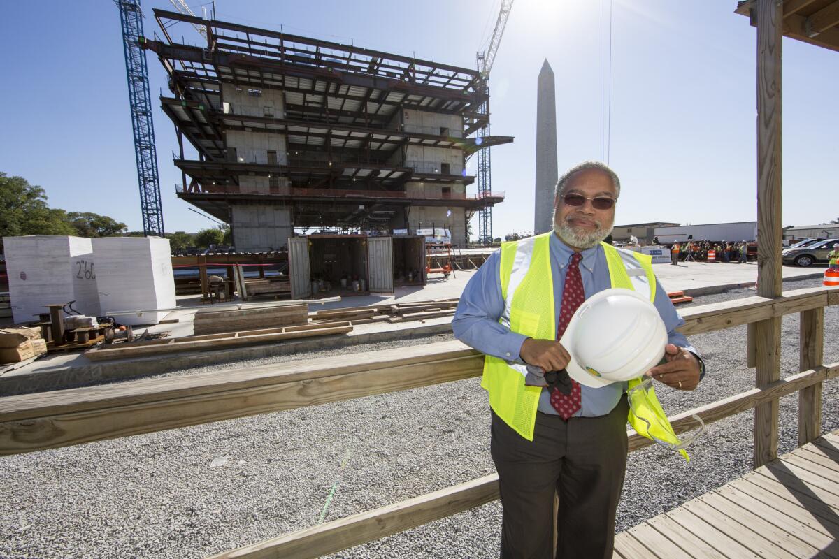 Lonnie Bunch at the construction site of the Smithsonian National Museum of African American History and Culture in Washington, D.C.
