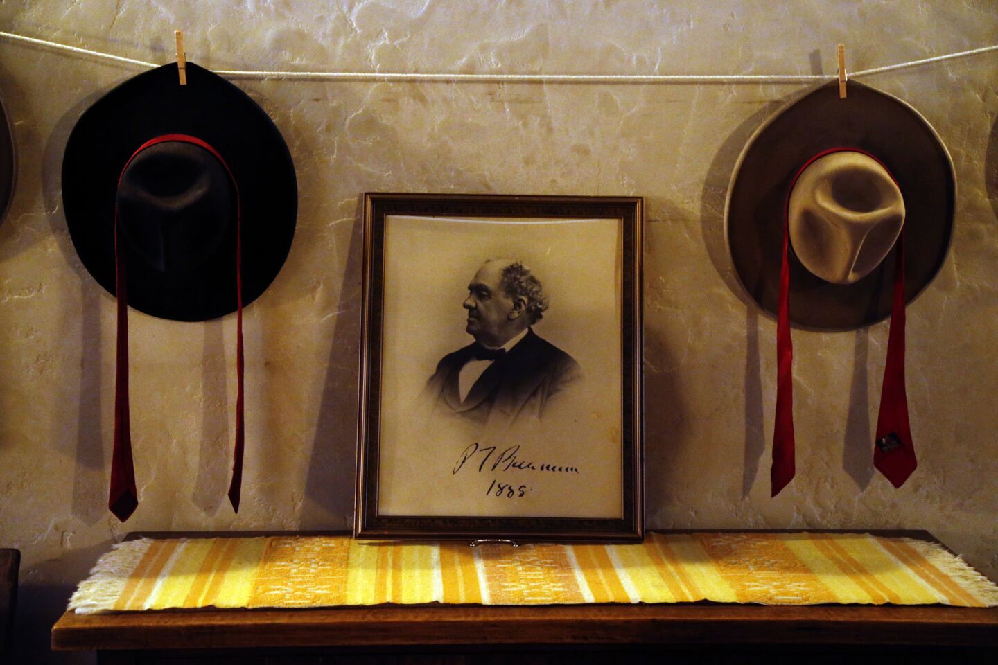 Two of Death Valley Scotty's hats are displayed in his bedroom. Walter Scott tempted the Johnsons into investing in a fictional gold mine. Even after realizing he was being swindled, Albert Johnson formed a lifelong friendship with the man and even housed him on the property.