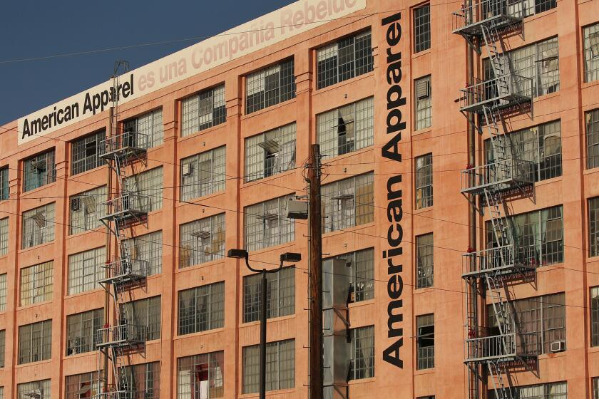 American Apparel's headquarters and manufacturing building on Alameda and 7th streets in Los Angeles.
