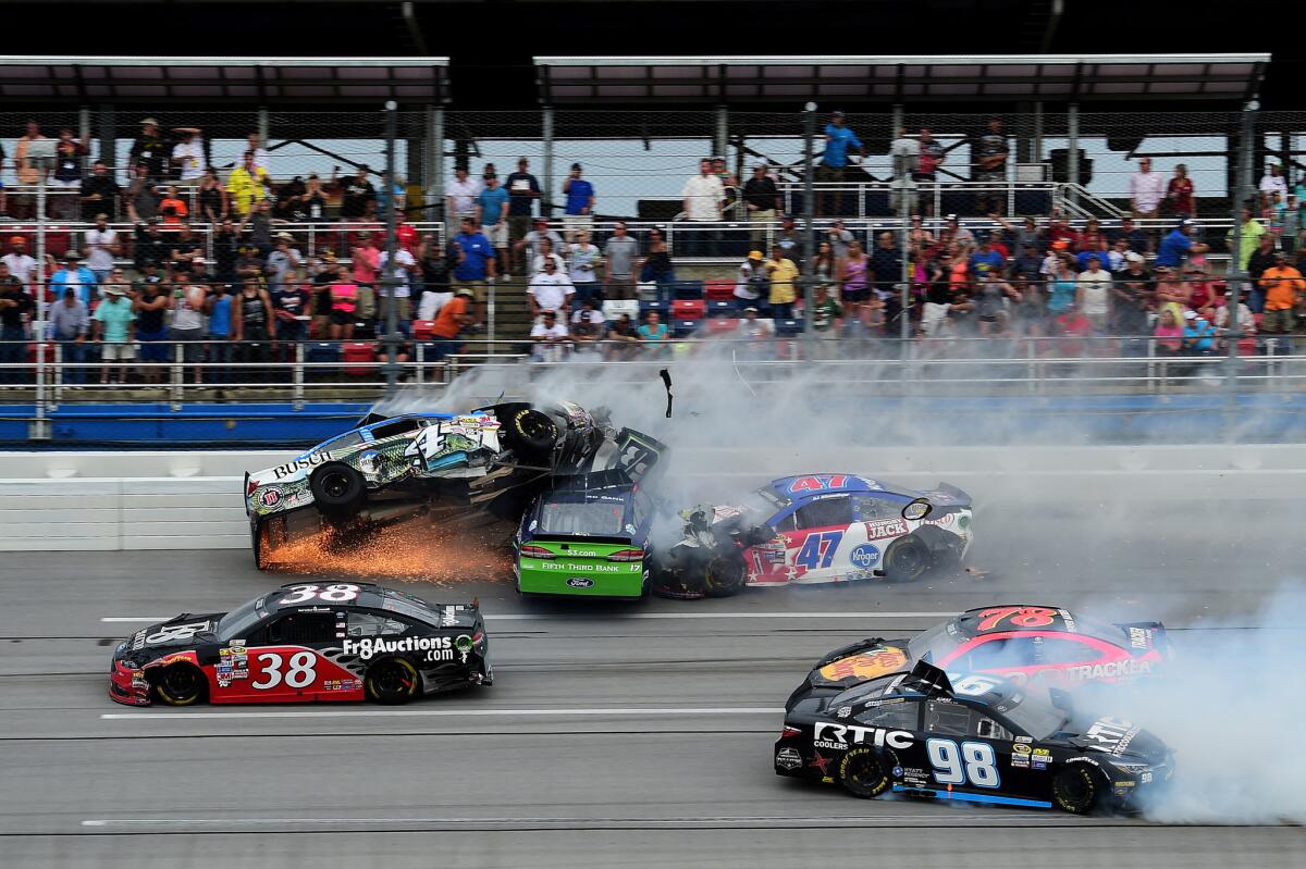 NASCAR drivers Kevin Harvick, Ricky Stenhouse Jr. and AJ Allmendinger were all involved in a crash on the final lap of last weekend's race at Talladega Superspeedway.