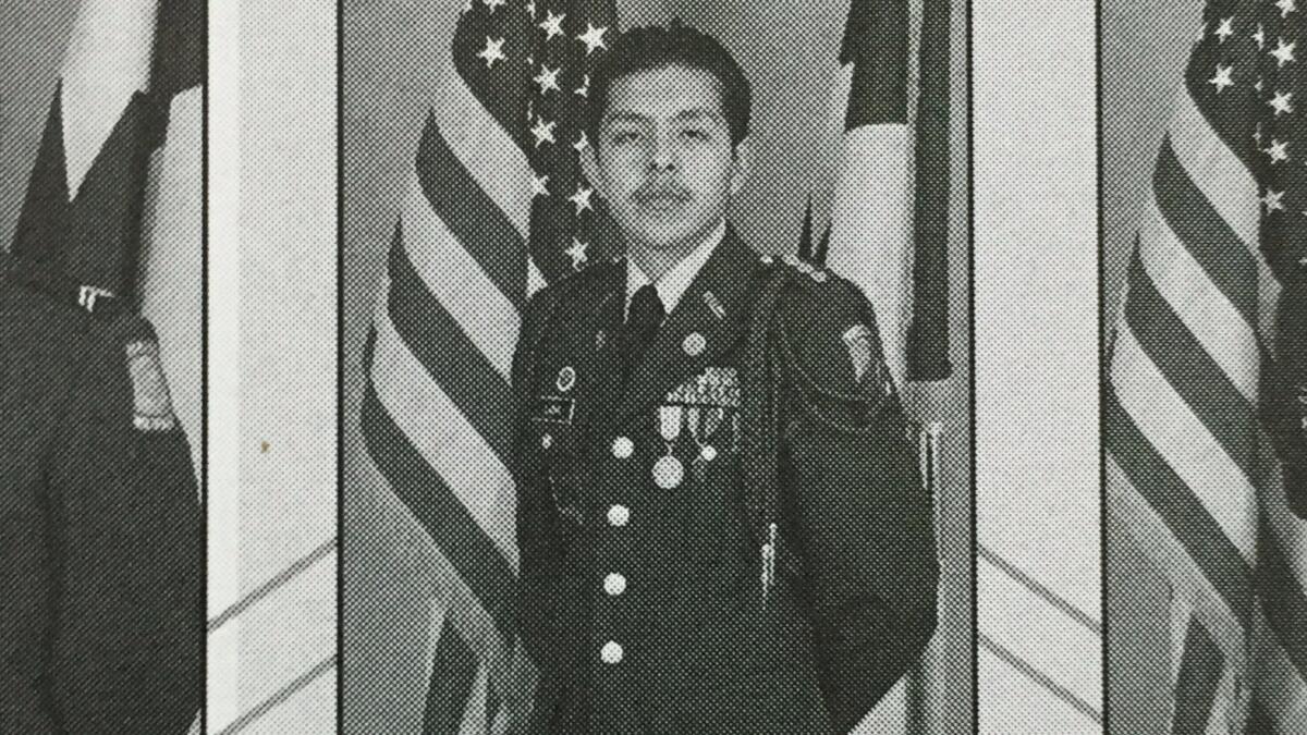 A Pharr-San Juan Alamo High School annual shows Joel Luna, who was a standout in the Army ROTC.