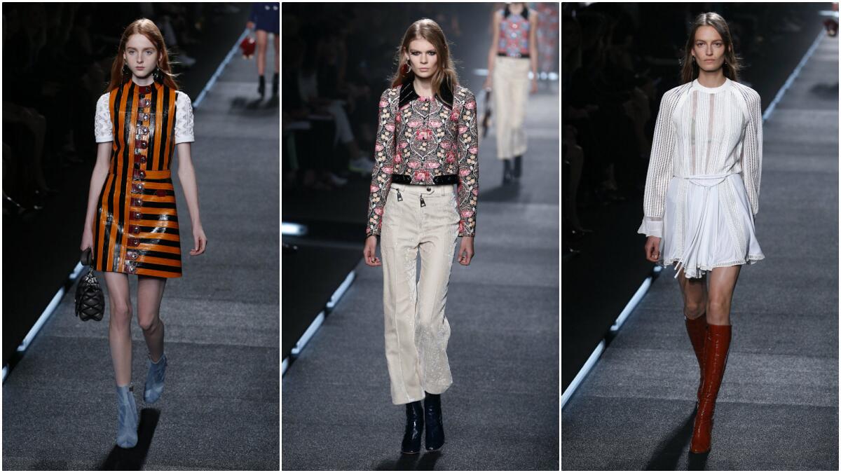 Looks from the spring and summer 2015 Louis Vuitton women's runway collection presented Wednesday during Paris Fashion Week.