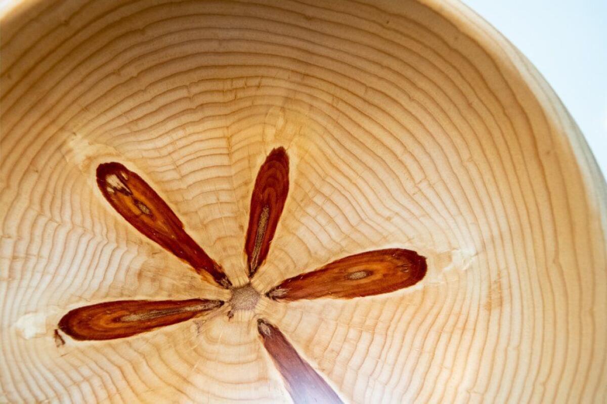 A wooden bowl by Vernon Leibrandt at Turpan at the Brentwood Country Mart.