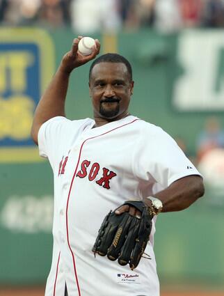 Jim Rice tosses first pitch