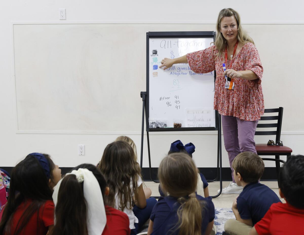 Charise Erickson teaches a kindergarten class at Heart Christian Academy.
