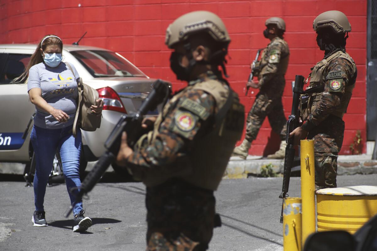 Soldiers man a checkpoint 