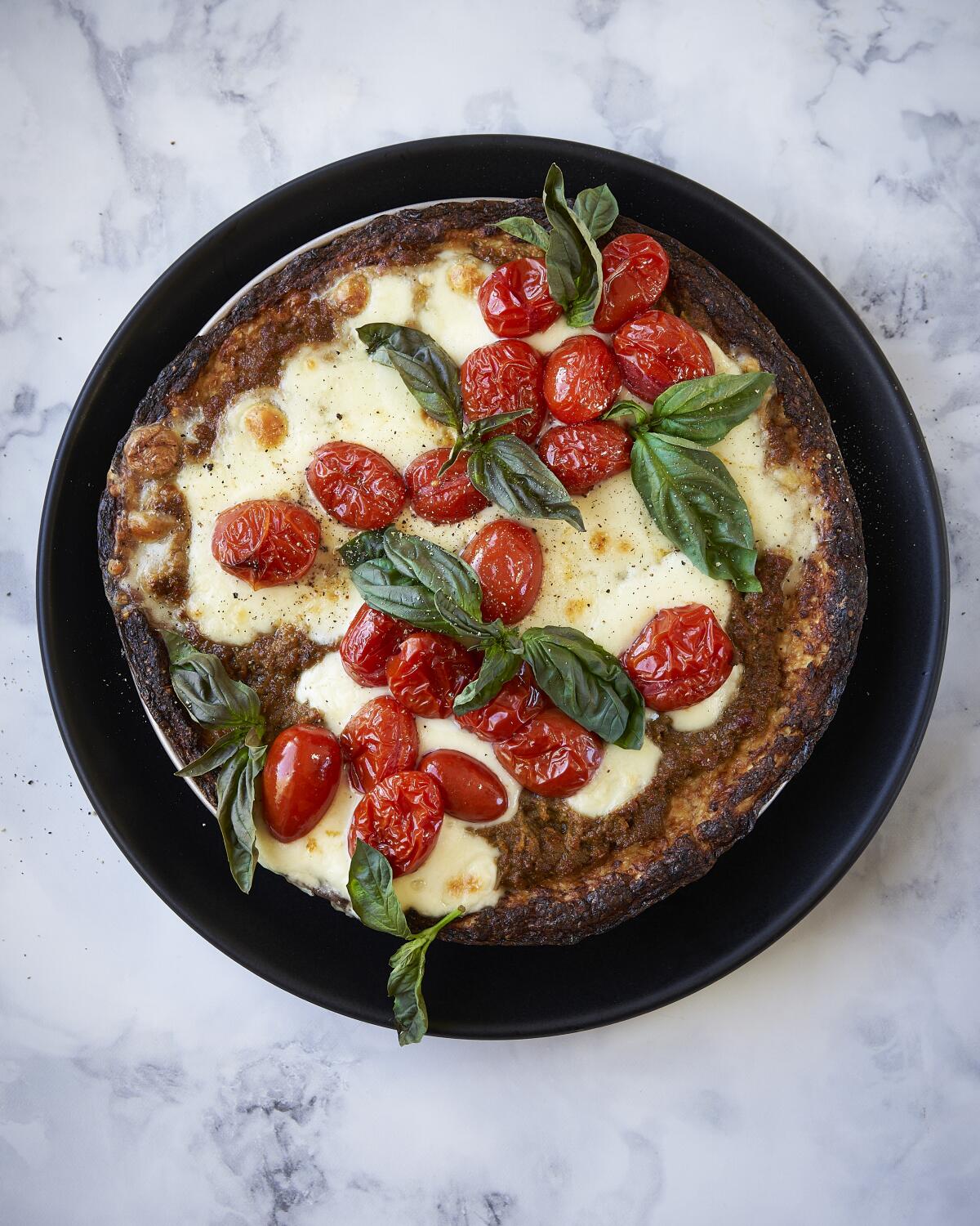 cauliflower crust margherita pizza "for stupid measures"