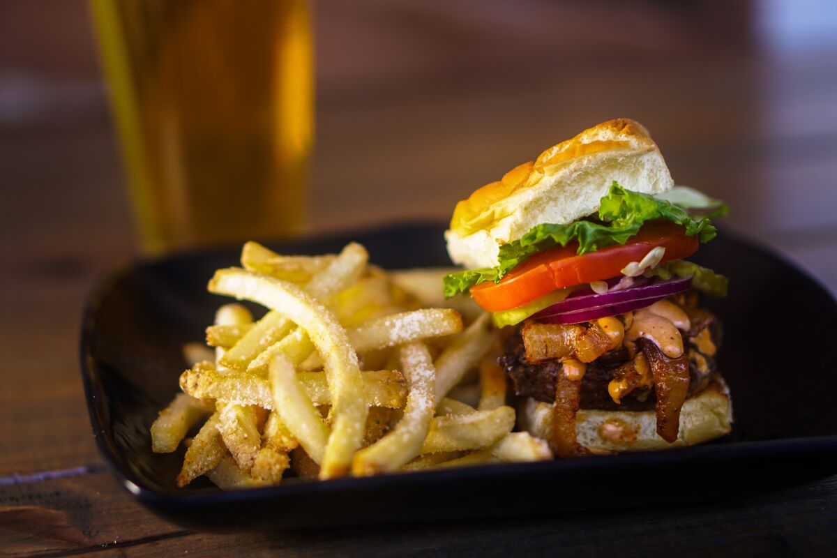A tasting portion served to TastePro tour visitors at Crazee Burger in North Park.
