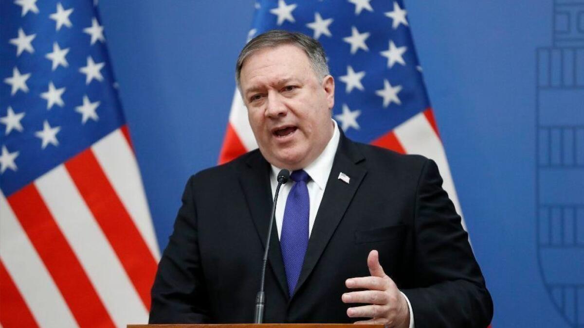 In Hungary, U.S. Secretary of State Michael R. Pompeo discusses the debate over Huawei, the Chinese telecommunications company whom the U.S. alleges stole trade secrets and violated Iran sanctions.