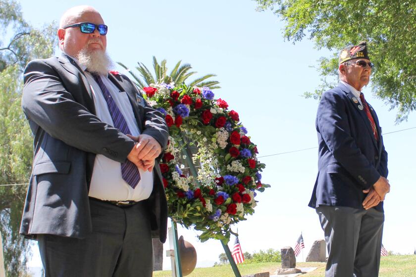 The placement of the wreath at Ramona's Memorial Day ceremony. 