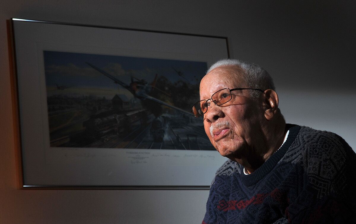Lowell C. Steward, a former member of the Tuskegee Airmen, pictured here in 2012, died Dec. 17 in California. He was 95.