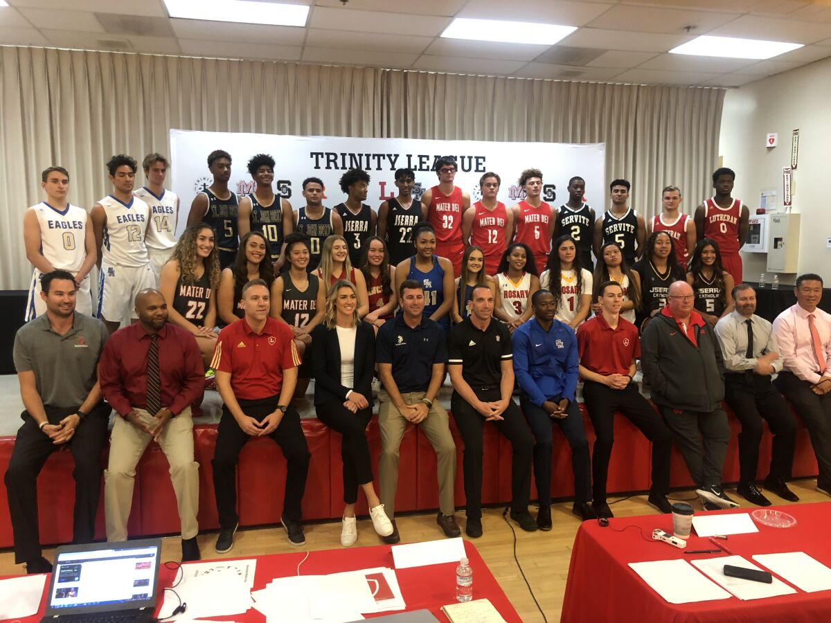 The Trinity League basketball media day was held on Tuesday at Rosary High.