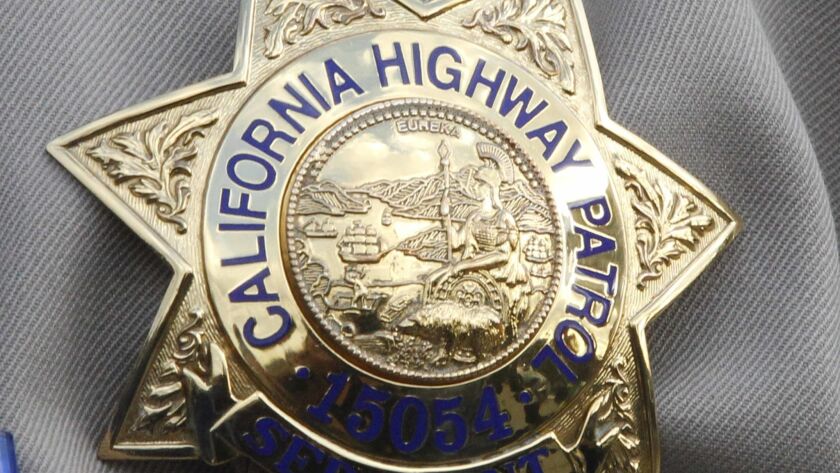 SAN DIEGO,- CA.-Jan 14, 2016: Iconic photo of CHP badge JOHN GIBBINS / San Diego Union-Tribune)