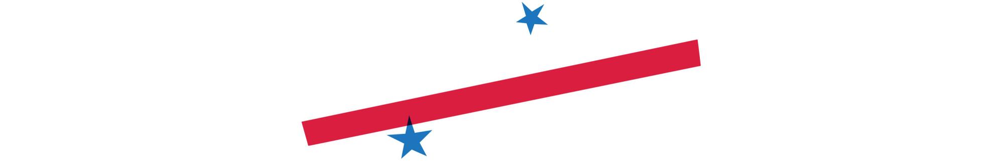 red strip and two blue stars