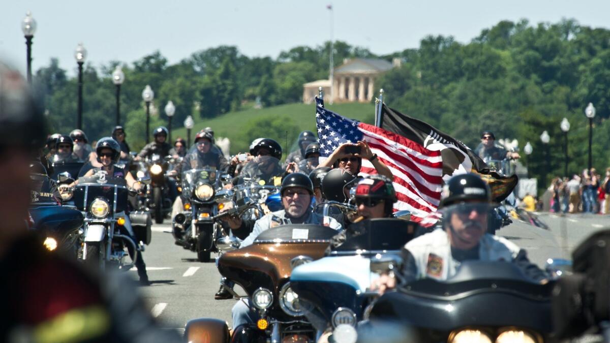 Rolling Thunder bikers group parade in Washington.