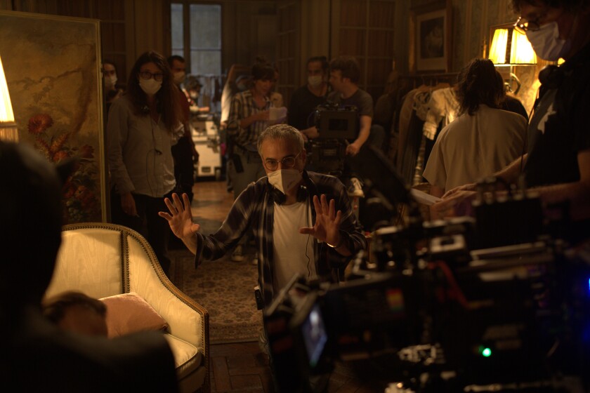Olivier Assayas on the set of 'Irma Vep.'
