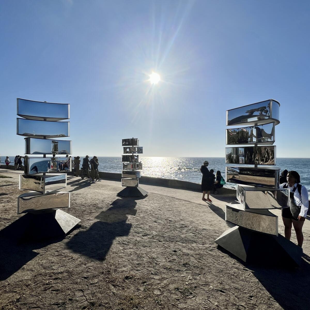 The art installation "Reflexion," pictured in Scripps Park in June, is being considered for a fall turn in La Jolla Shores.