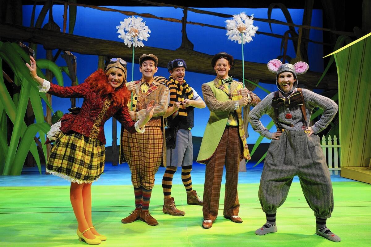 Erika Schindele, Louis Pardo, Justin Michael Duval, Alex Miller and Emily Eiden in South Coast Repertory's Theatre for Young Audiences production of "A Year with Frog and Toad."
