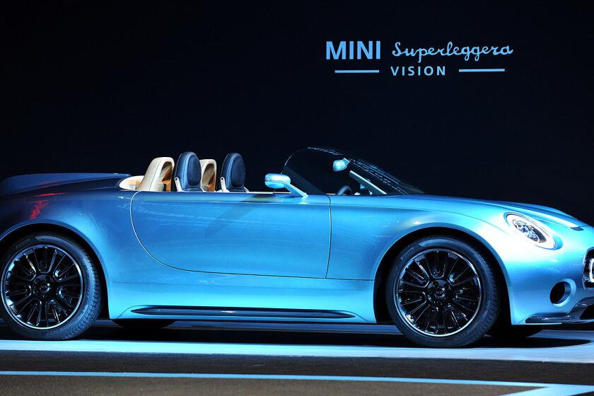 Mini Superleggera concept car at the 2014 Los Angeles Auto Show.