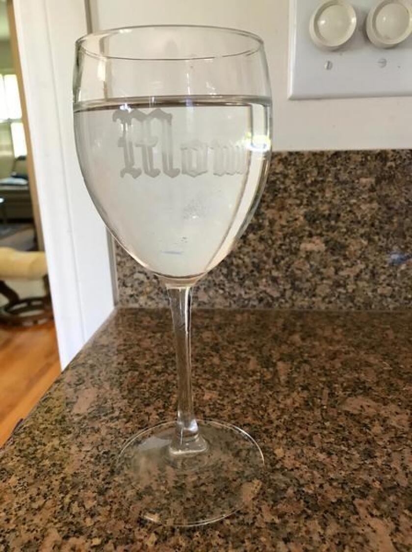My kids gave me a wine glass engraved with ‘Mom’ one Christmas.