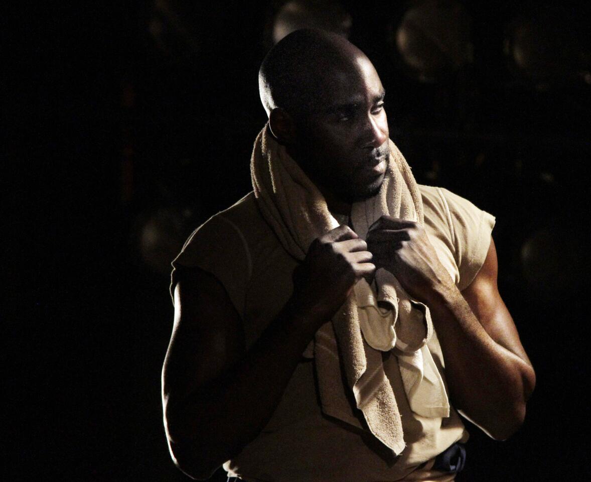 David St. Louis as boxer Jay "The Sport" Jackson, a Jack Johnson surrogate, in "The Royale" by Marco Ramirez at Kirk Douglas Theatre in Culver City.