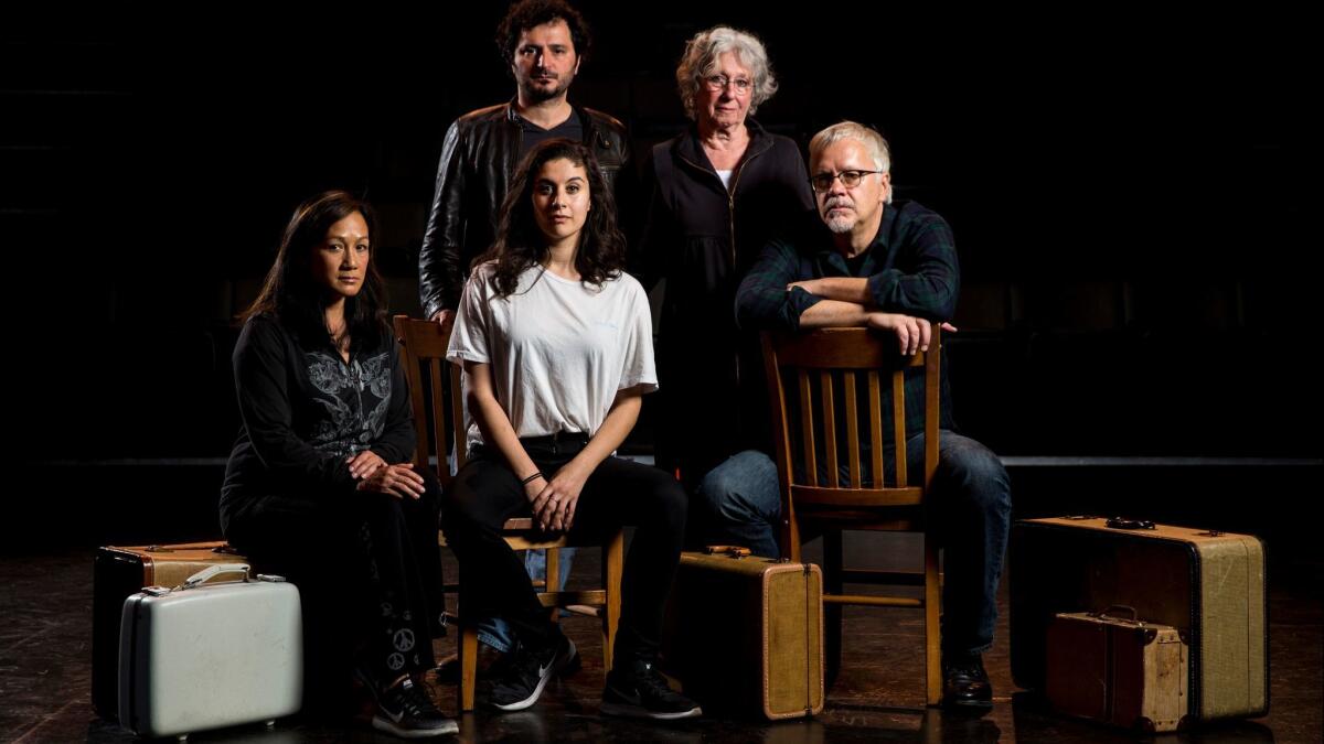 "The New Colossus" cast members Kayla Blake, left, Onur Alpsen, Paulette Zubata, Jeanette Horn and director Tim Robbins at the the Actors' Gang.
