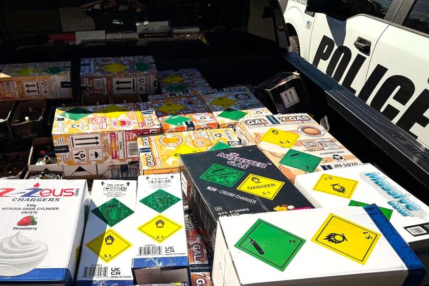 The improper documentation of nitrous oxide sales at two Costa Mesa smoke shops on Jan. 24 led to the seizure of products.