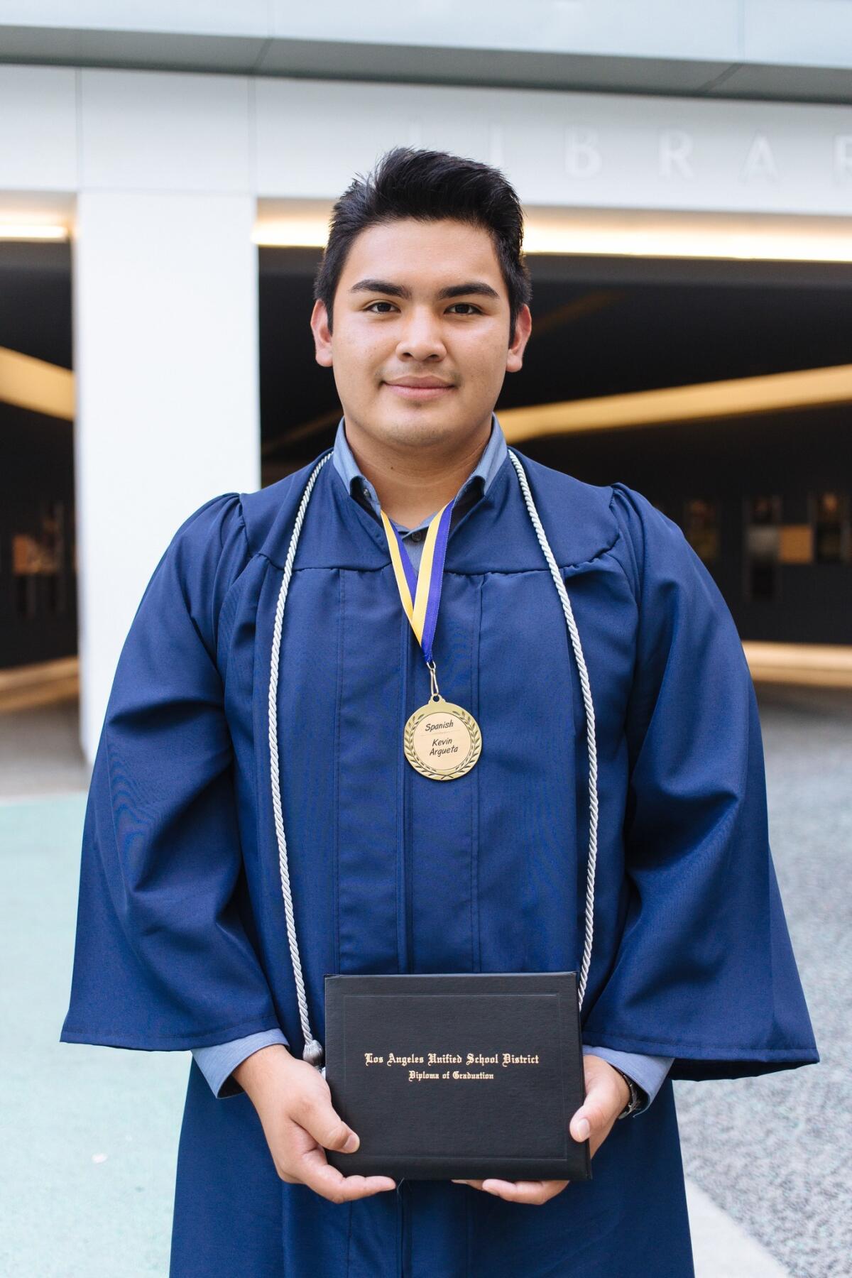 Kevin Argueta gave his graduation speech in Spanish. (Courtesy of UCLA Community School)